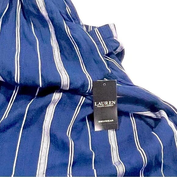 Lauren Ralph Lauren Cotton Off-the-Shoulder Cover-up Dress Blue White
Stripe M - Picture 8 of 10